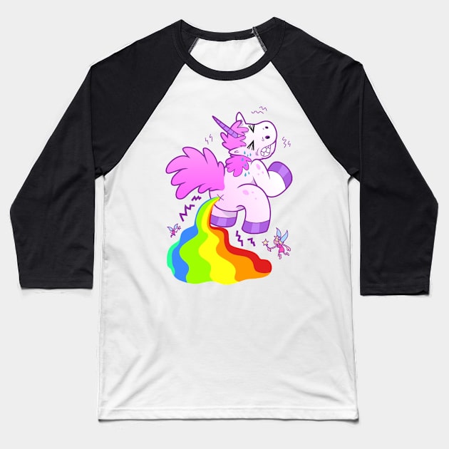 Rainbow Unicorn And The Fairies Baseball T-Shirt by saigon199x
